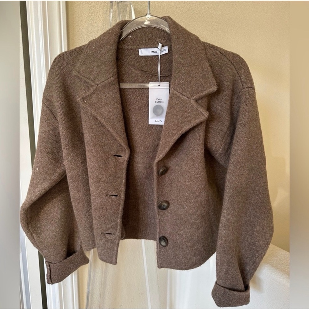NWT MANGO Brown Wool Blend Women's Jacket